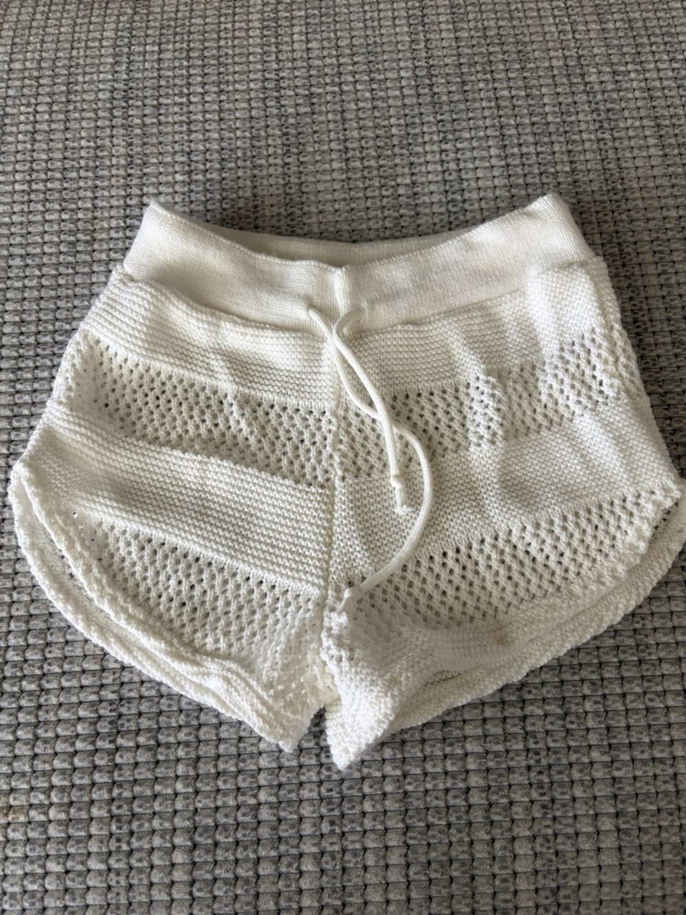 Nasty Gal Cream Knit Drawstring Shorts